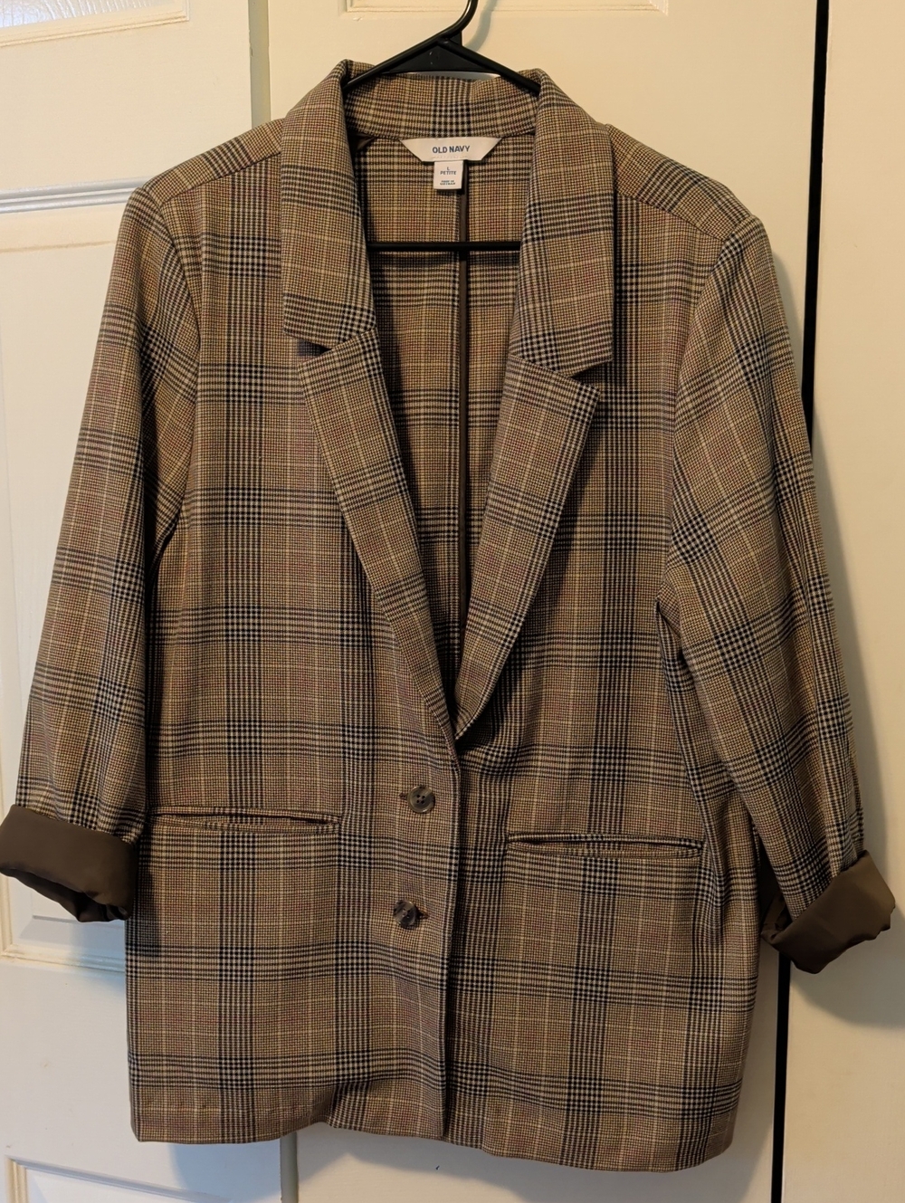Old Navy Plaid Women's Blazer in Brown and Tan